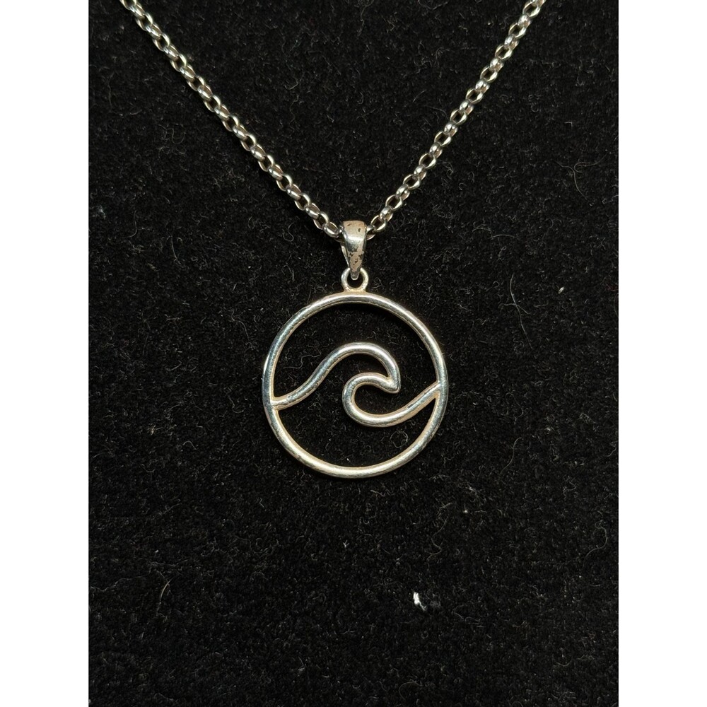 Sterling Silver Wave Pendant Necklace